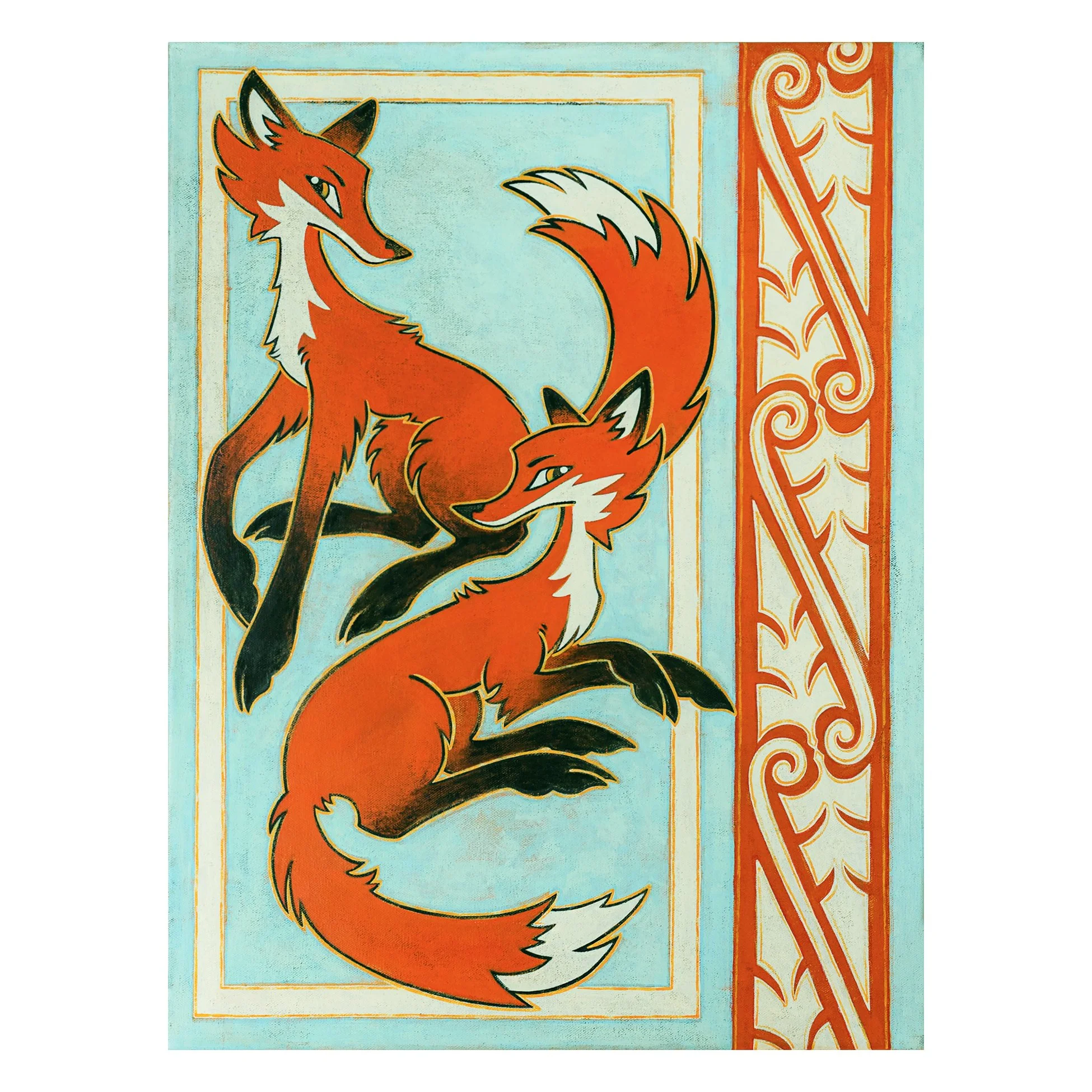 Mysterious Foxes v.9 | Salvaged Wood Wall Art Collection | Premium